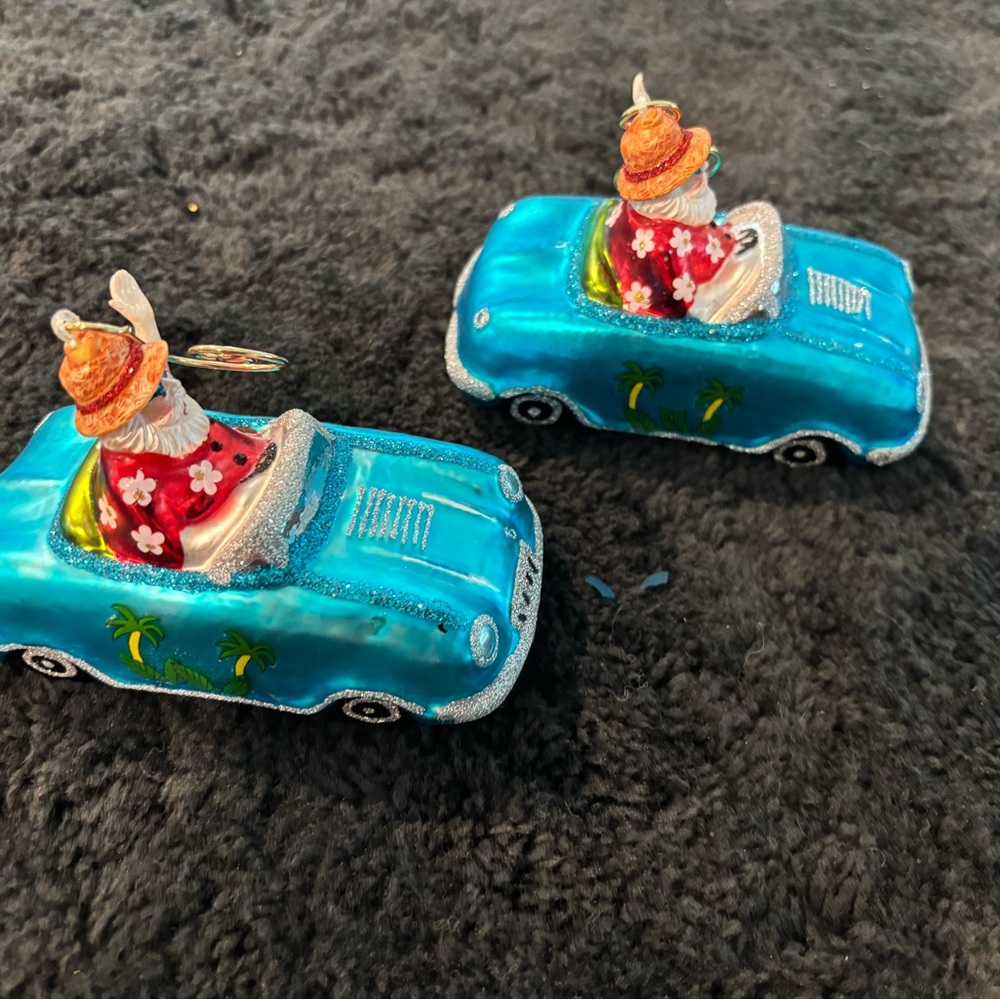 Macy's Blue Santa Car Ornaments